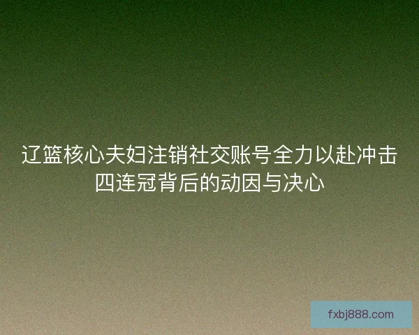 辽篮核心夫妇注销社交账号全力以赴冲击四连冠背后的动因与决心